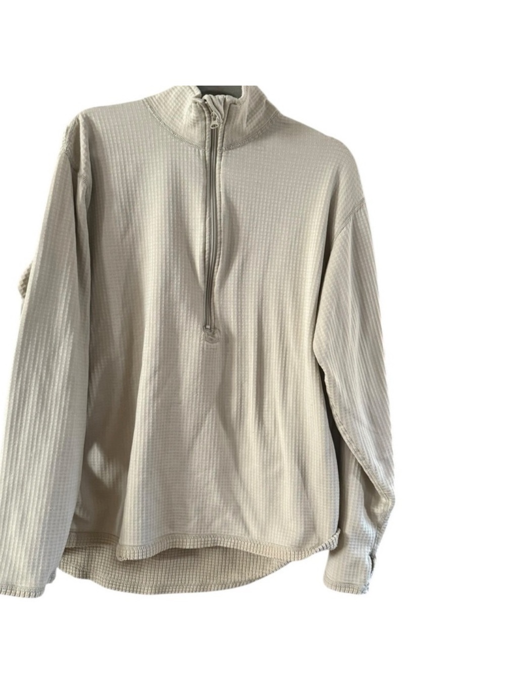 Men's Zip-Neck Ribbed Sweater in Light Beige - Picture 2 of 13